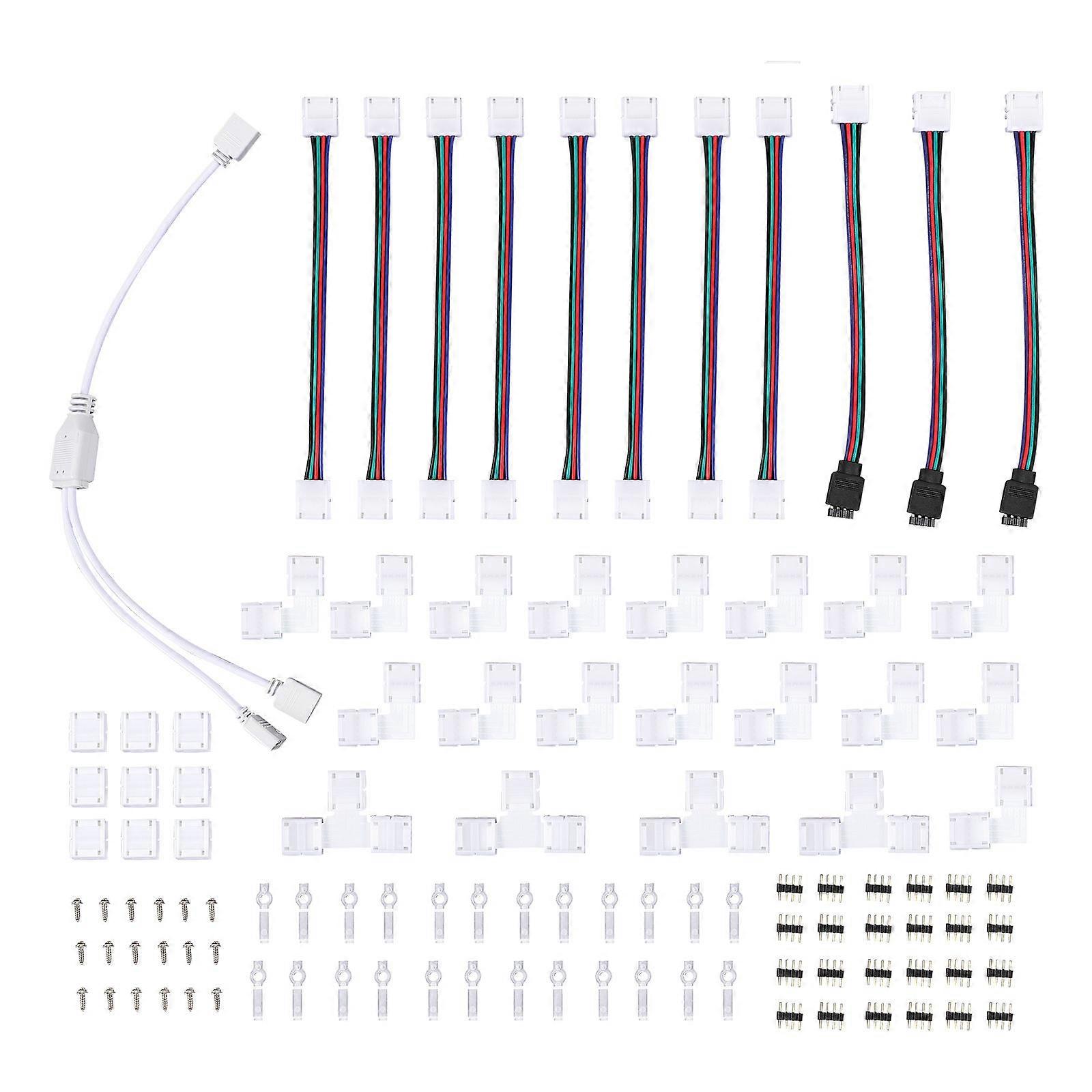 Solderless Connector For Led Strip Corner Connection Lighting Installation White Plastic 6.7×0.6×0.2in 1Set