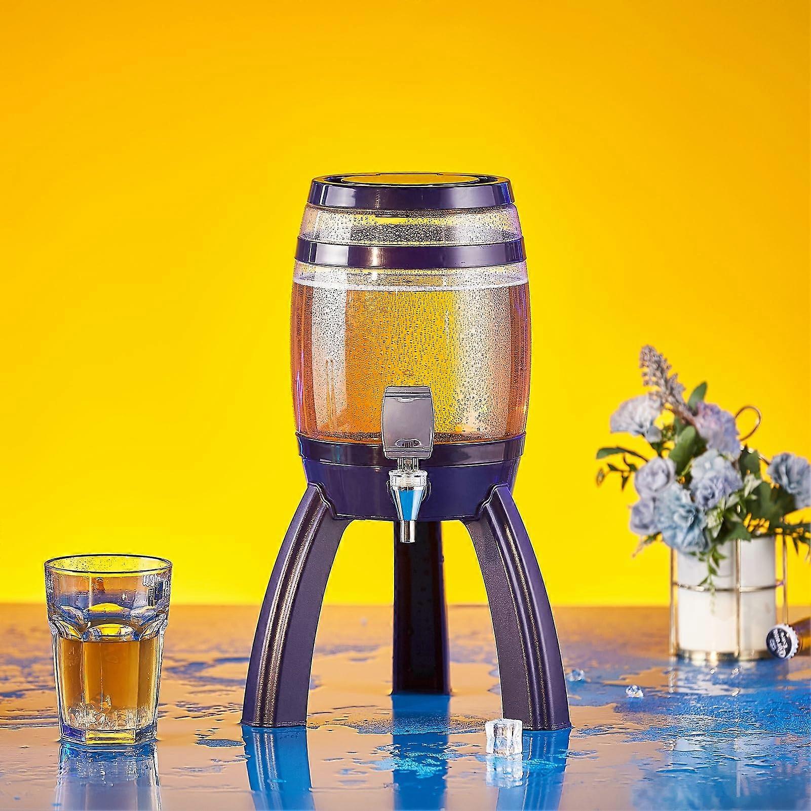 Beer Tower Portable With Stand Removable Tap For Home Bar Purple 3L Capacity With Cooling Hose