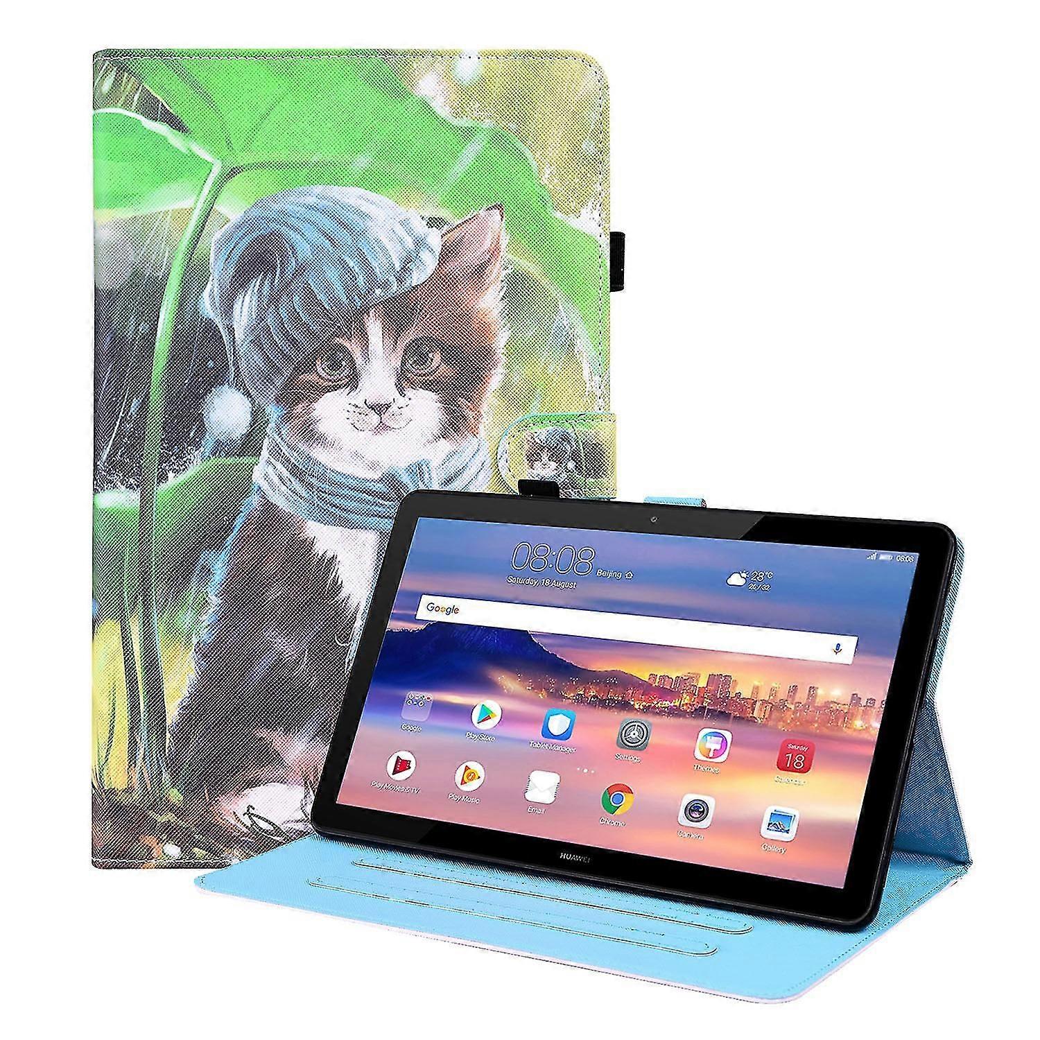 For Huawei tab t5 10.0 Case with Pencil Holder Auto Sleep/Wake Function PU Leather Smart Cover