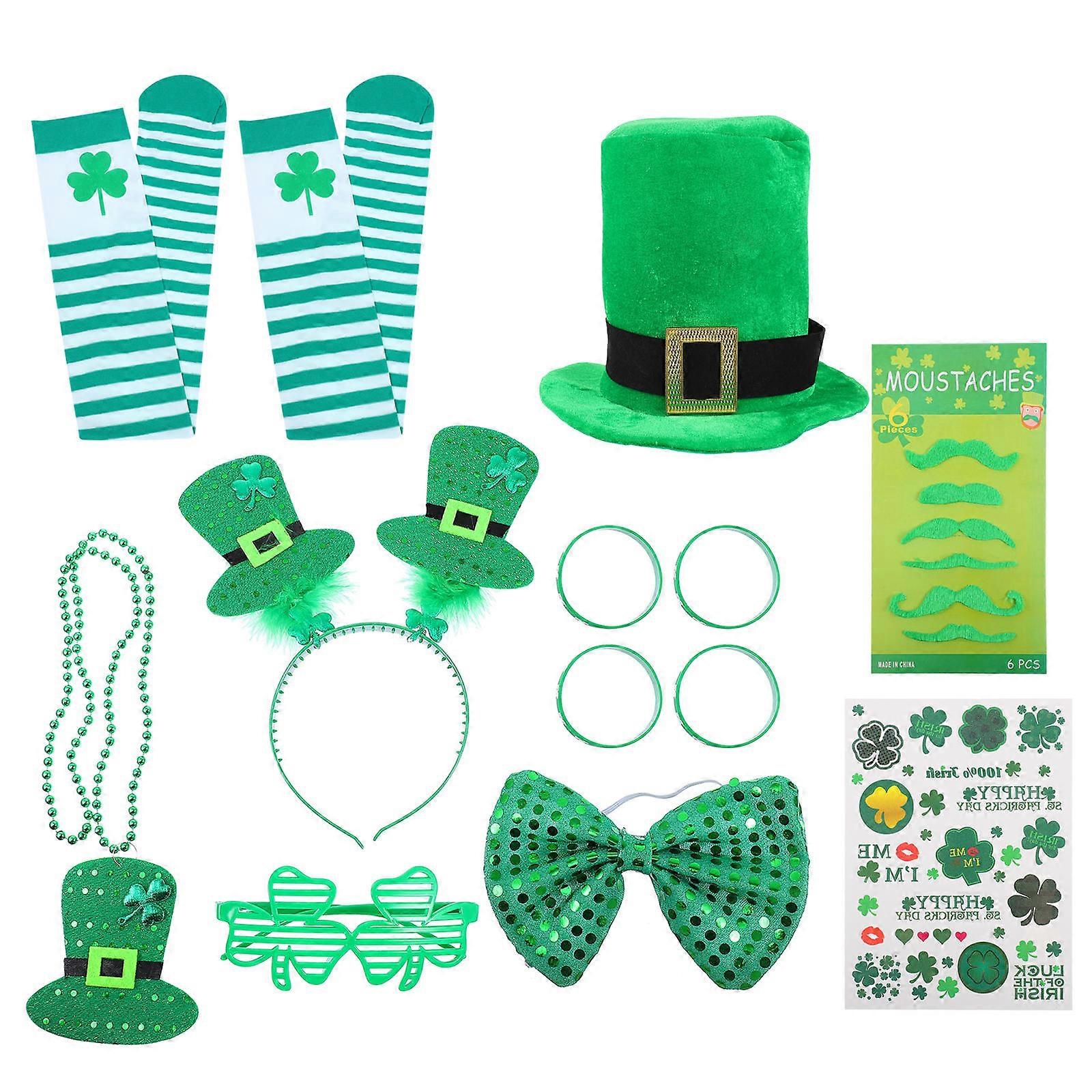 Patricks Day Photo Props For Family Green Hat And Eyeglass Shape Party 1 Set