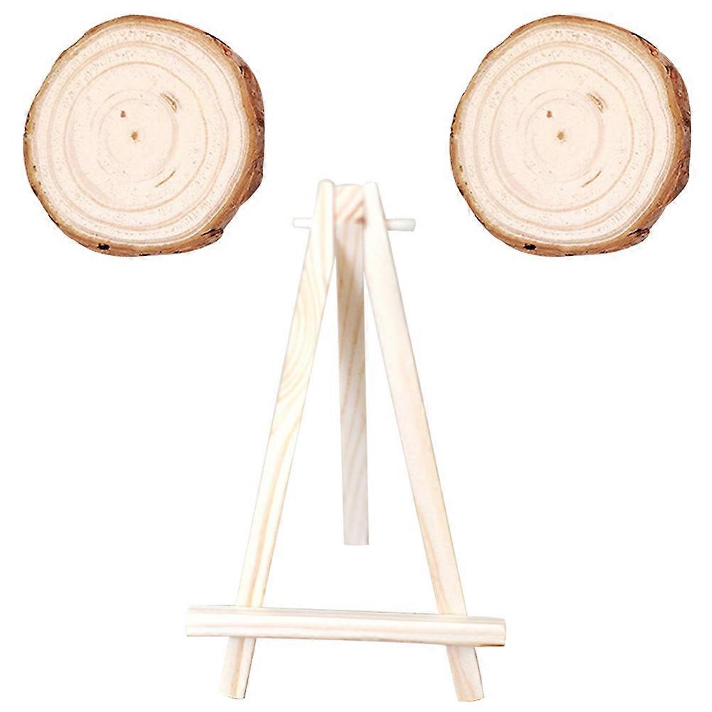 Wooden Craft Slices for Kids DIY Projects Beige Color Easy to Paint with Stand 1 Set
