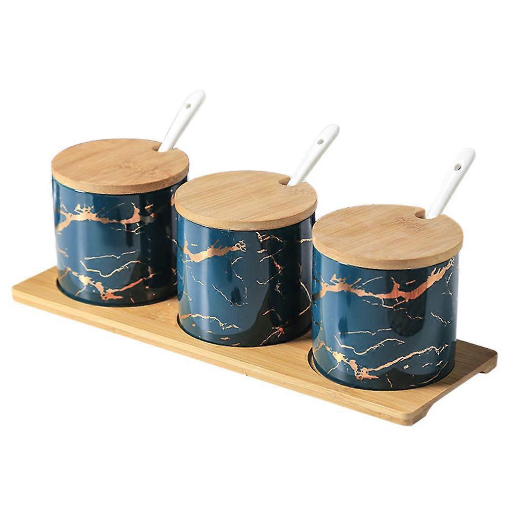 Spice Dispenser Container Set With Lid And Spoon For Kitchen Utensils 11.4X3.9X3.5 Inch Classic Multi Color Moisture-proof Set