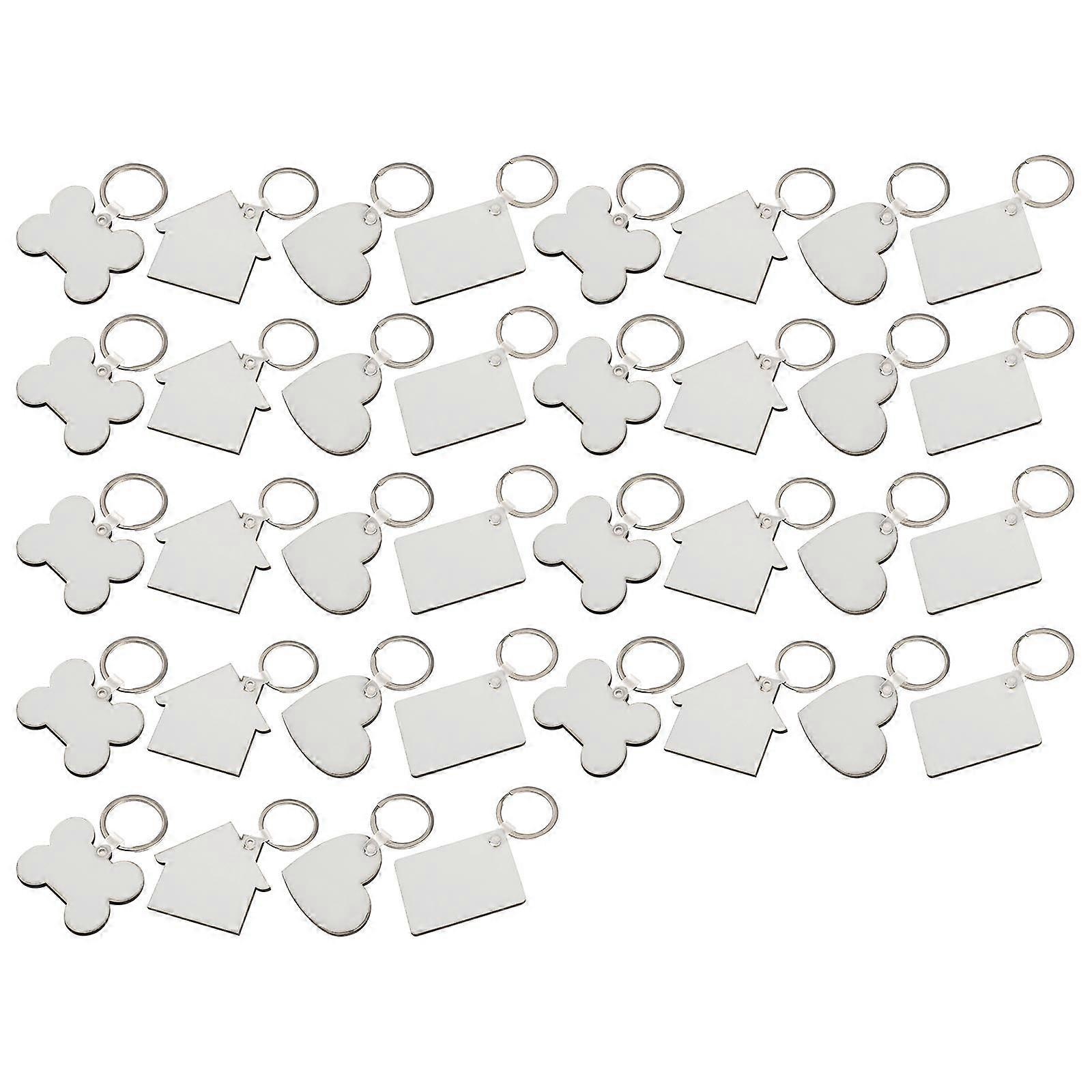Bulk Keychains Blank Set Of 36Pcs Sublimation Heat Transfer Keychain For Adornment Handicraft Production 4x5.5cm Silver