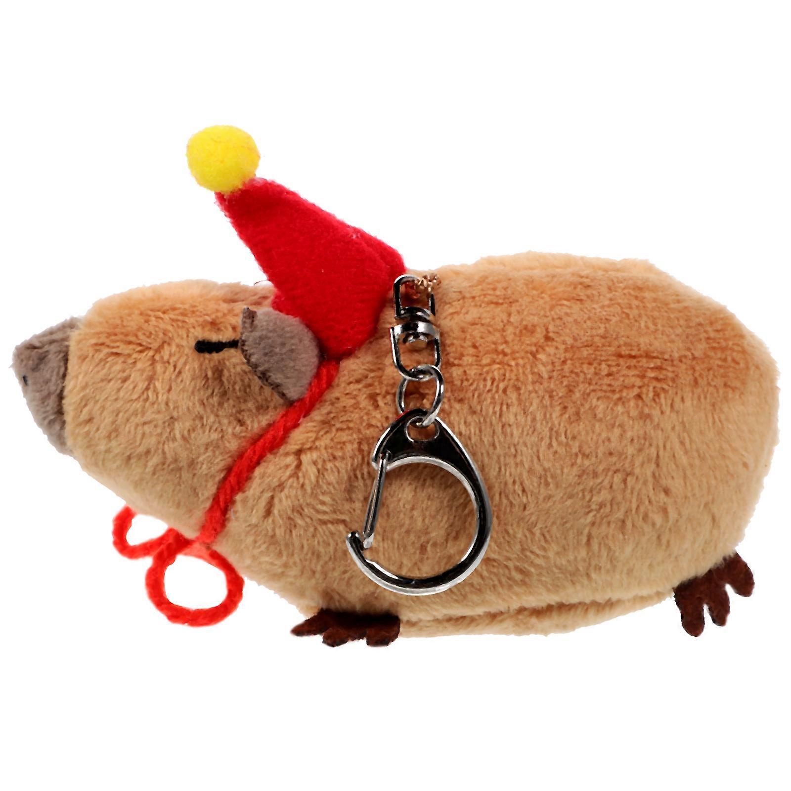 Plush Guinea Pig Keychain Light Brown Soft PP Cotton for Decoration Charm
