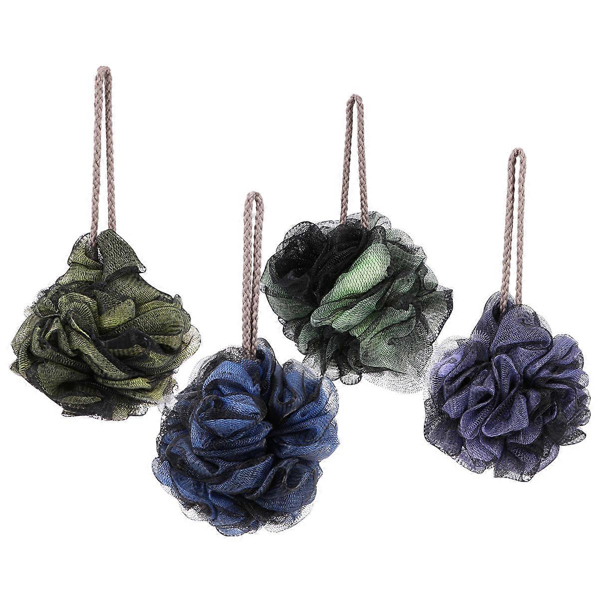 Colorful Shower Balls for Bathing Use Made of Durable PE Material with Mesh Design Assorted Color 4pcs