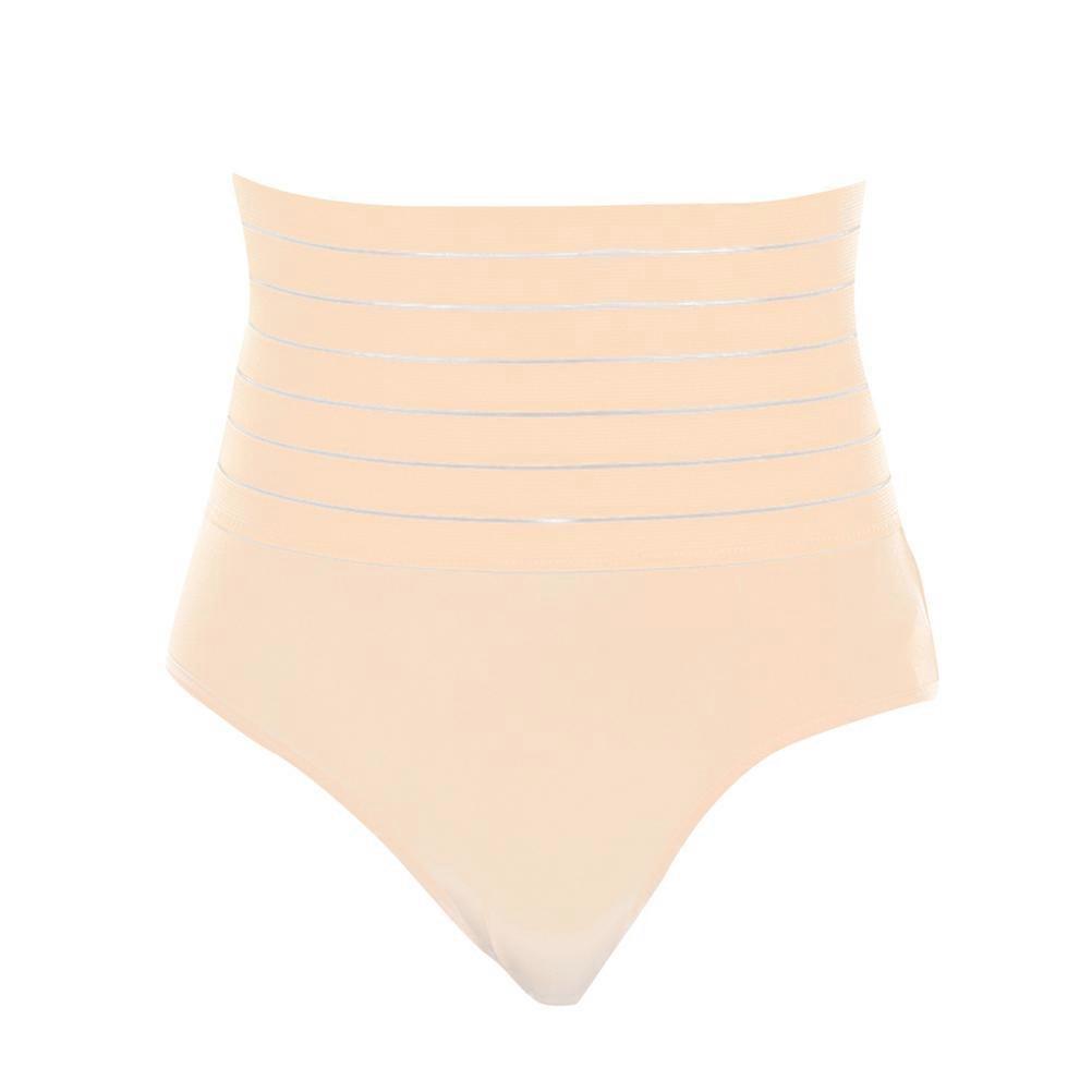 ملابس داخلية نسائية عالية الخصر مشكل قطن ناعم أصفر فاتح سراويل مريحة للاستخدام اليومي 1 قطعة
