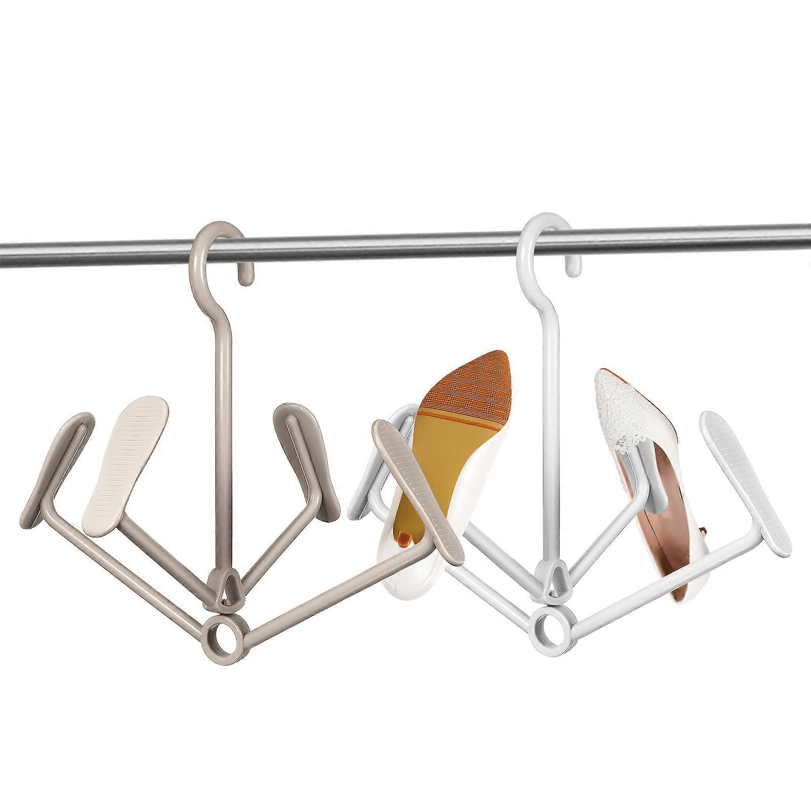 Shoe Drying Rack 2pcs Portable Plastic Shoe Organizer Hooks for Closet Entryway Balcony Multi Functional Boot Hangers for Sneakers Scarves Space