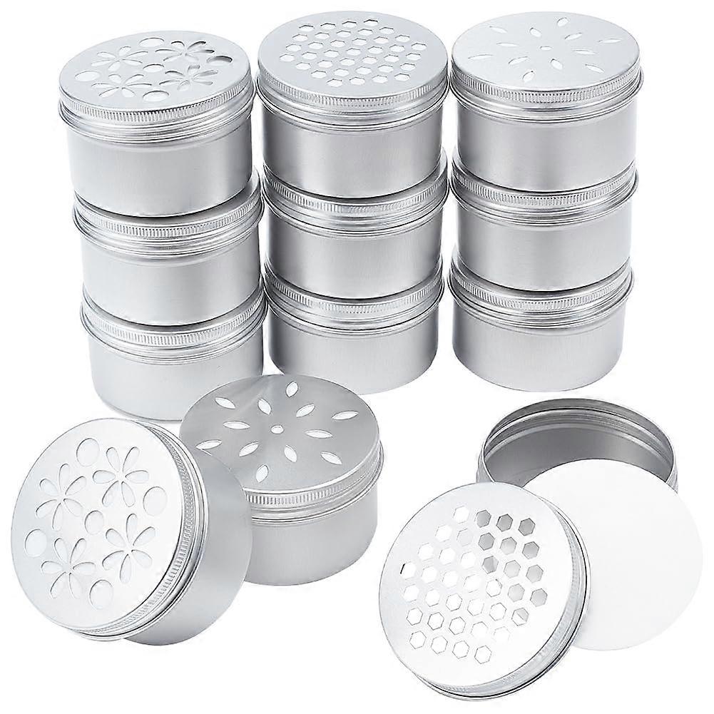 12 x Aluminum Canisters 3 Styles 4oz Round Empty Metal Jars with Hollow Lids