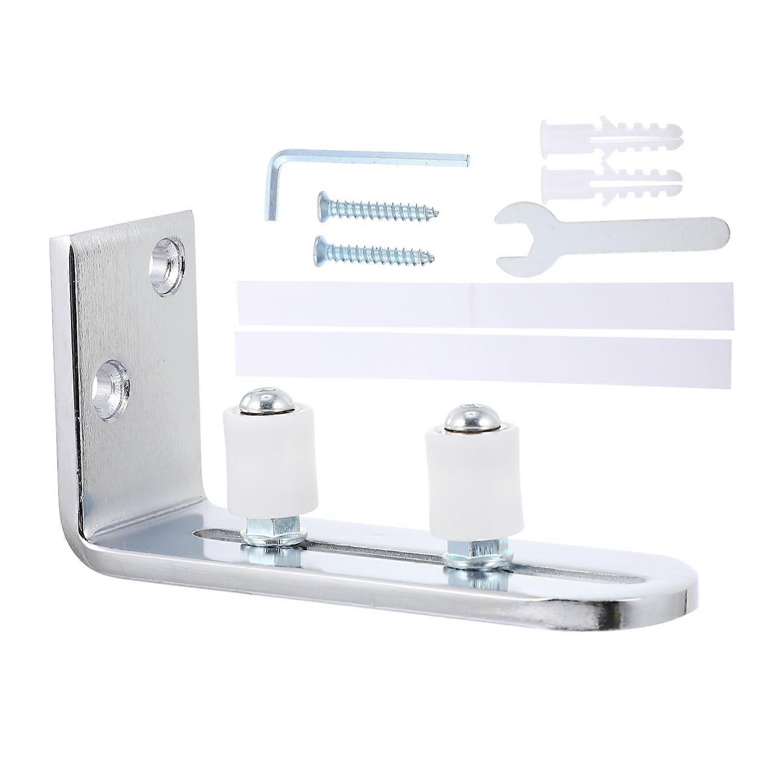 Sliding Door Floor Guide Bracket for Wall Mount Smooth or Grooved Doors Metal Silver 1 Pack
