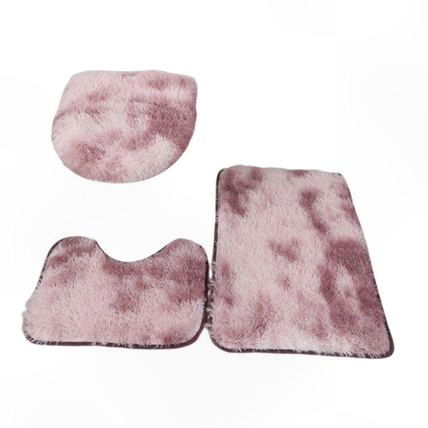 Non-Slip Shaggy Bath Mat Set with Gradient Design for Bathroom Decoration Style 3-Piece Collection