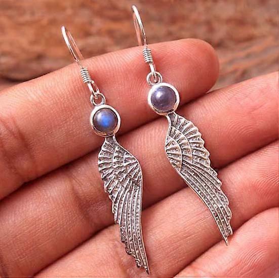 Feather earring Labradorite Earring Dangle Earring Silver Jewelry