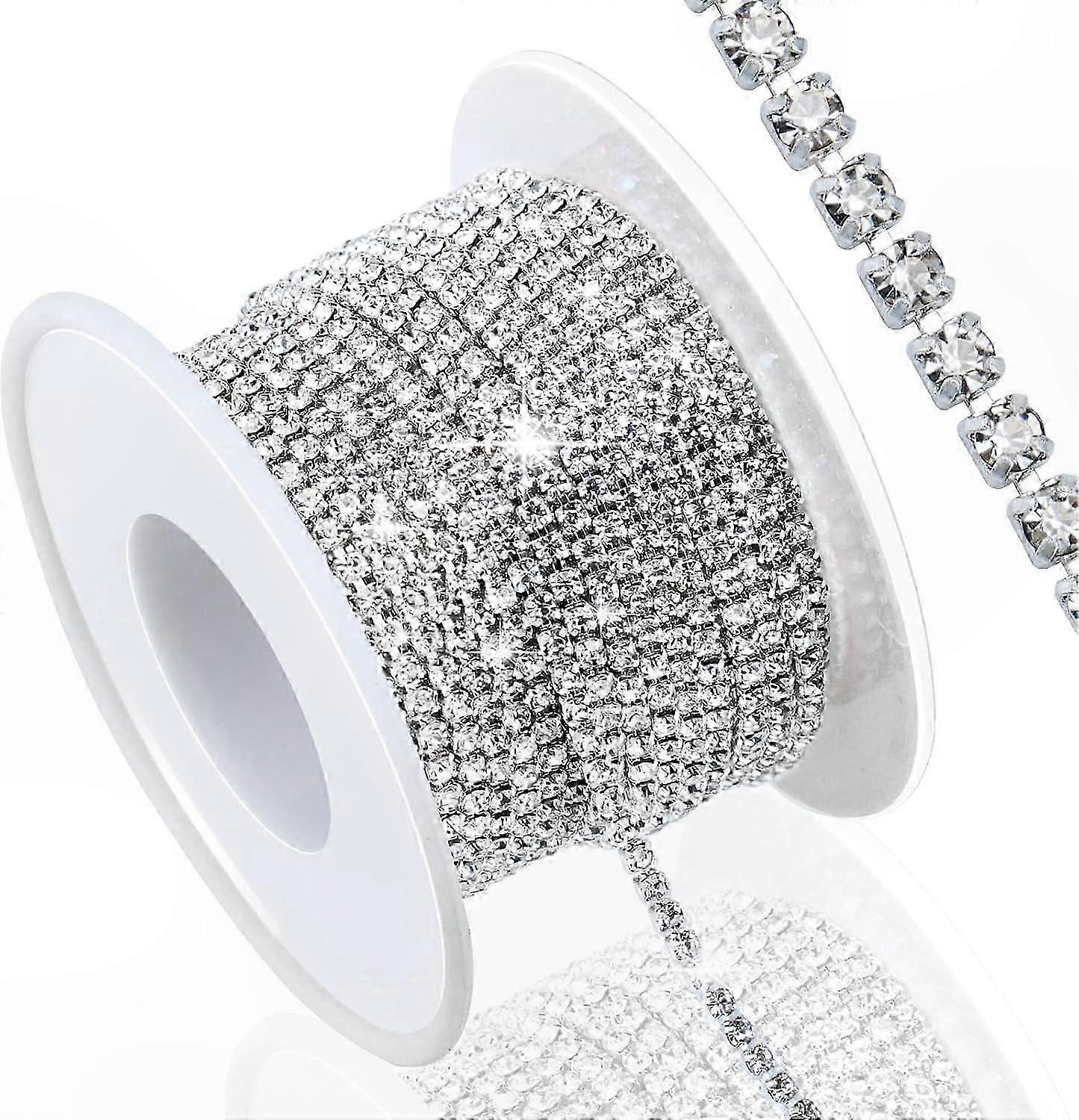 2.8mm Crystal Embellished Ribbon Trim Sparkling Craft Cord for DIY Decoration Shimmering Glitter Chain Accents