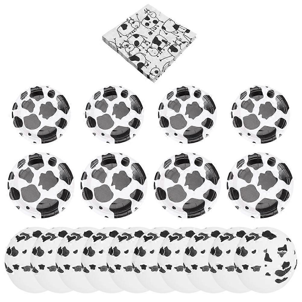 Set For Cow Pattern Birthday Parties Black Balloons Napkins Made Of Paper 1Set