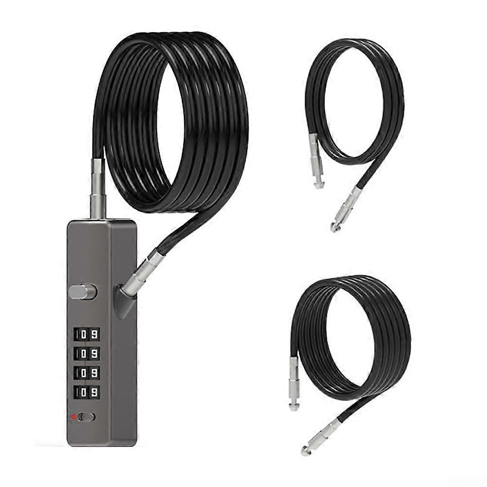 1 x cable lock, 4digit lock, resettable combination lock (grey) Gray