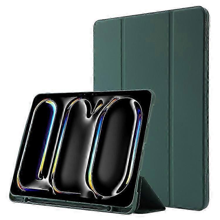 Compatível Para iPad Pro 13 (2024) Capa de Couro com Suporte Tri-Fold para Tablet com Suporte para LápisDarkGreen SZRH A-S