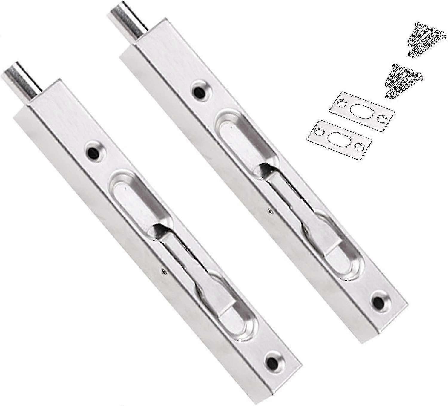 Flush Bolt Lock for Composite Doors - 8 Inch Concealed Security Door Guard with Slide Bolt
