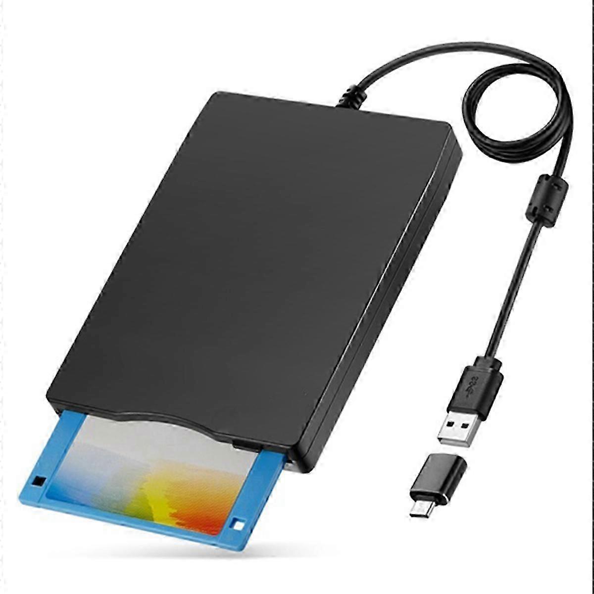 Floppy Disk Reader 3.5 Inch External USB Type A&C Floppy Disk Drive Floppy Disc Reader for Laptop