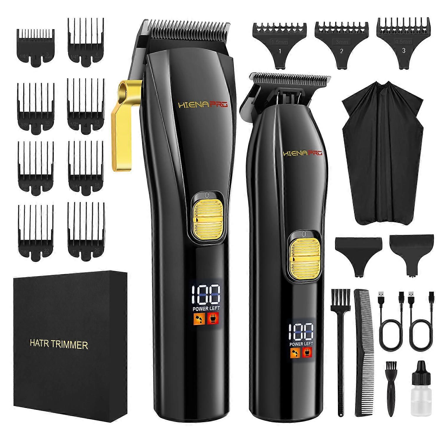 Professional Hair Clipper and Trimmer Set for Men Cordless with LCD Display (Black)