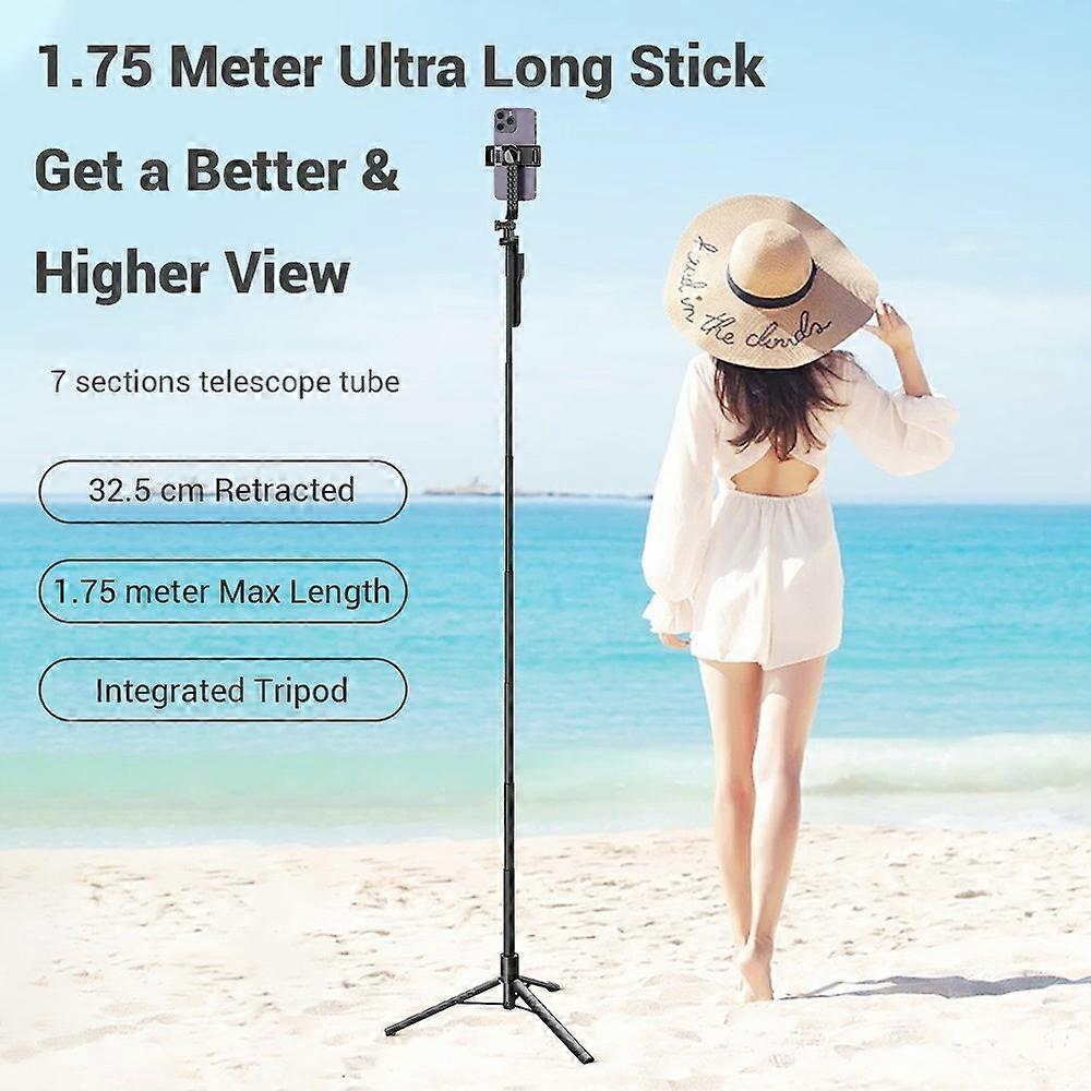 K28 Handheld Bluetooth-Compatible Selfie Stick Tripod 175cm Extendable Aluminum Alloy Live Streaming Stand