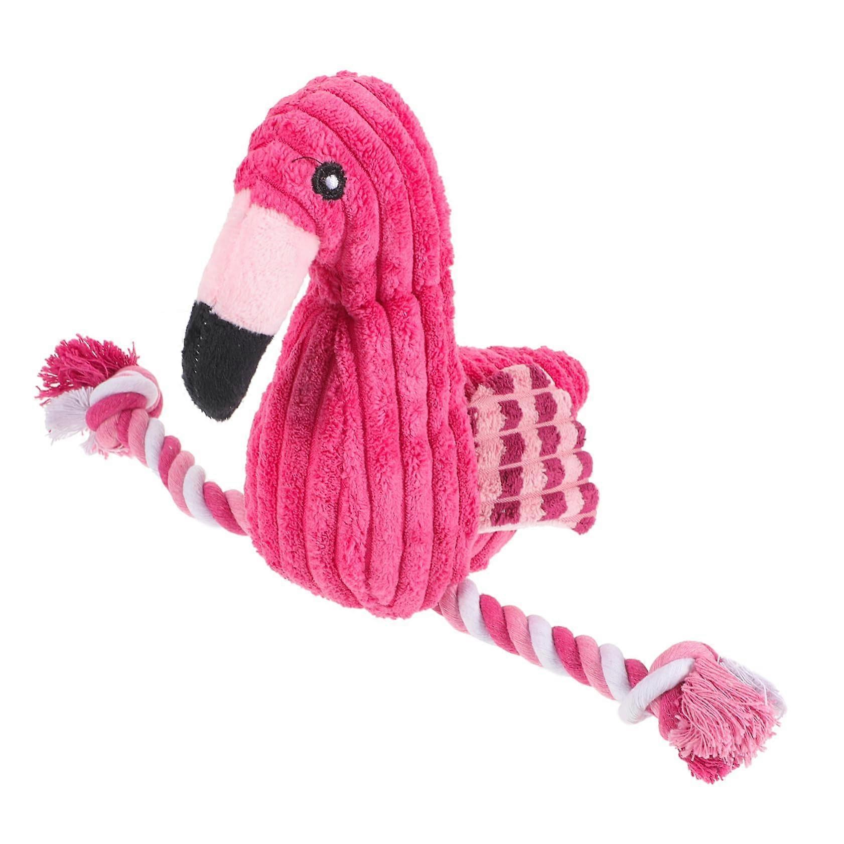 3pcs Pet Squeak Rope Toy Set - Soft Corduroy Plush Flamingo Chew Toy for Indoor Play and Teeth Cleaning