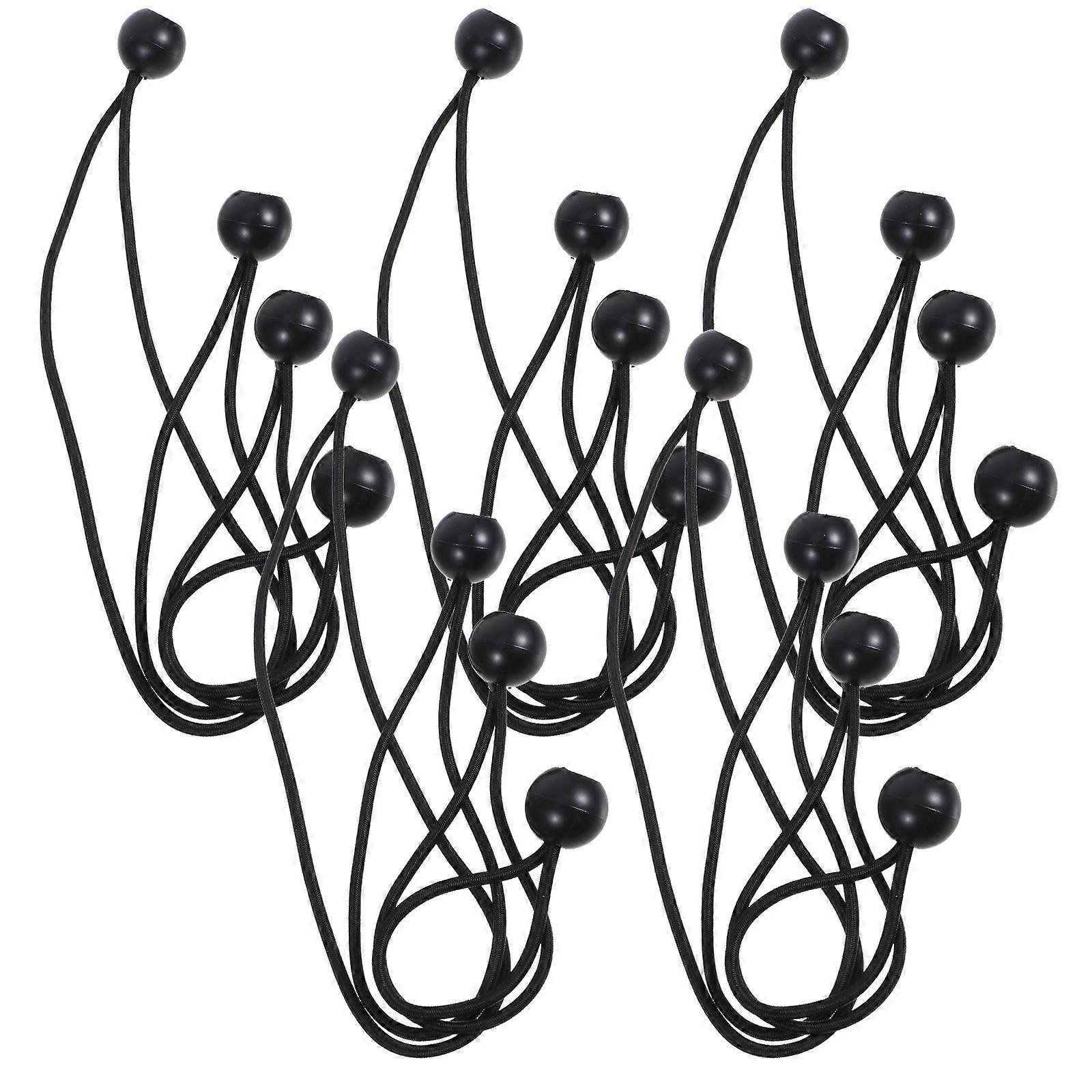 Bungee Straps Elastic Ball Bungees for Tents Black Nylon Material Tie Down 20Pcs