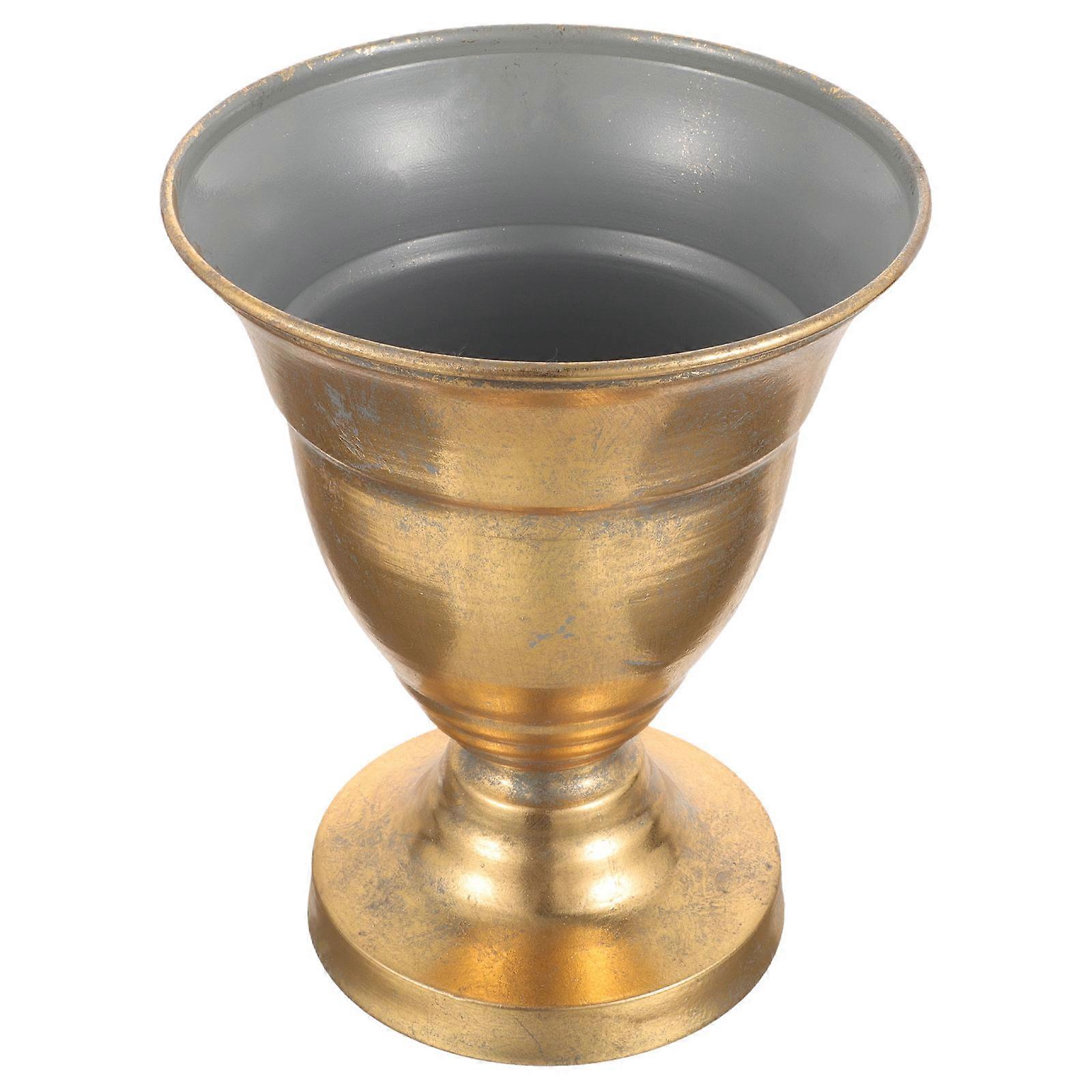 زارع معدني ذهبي للتخزين وعاء زهور صغير خمر مثالي لشرفة مكتب المنزل 3.5 بوصة