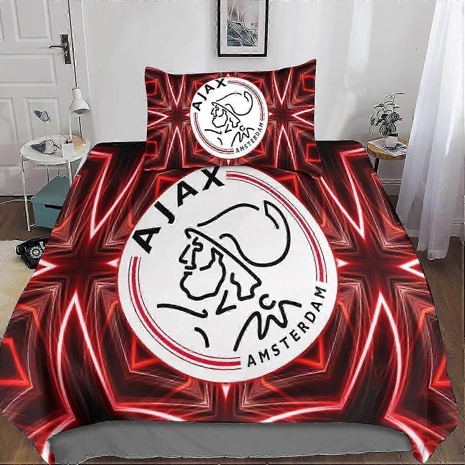 Zestawy poszewek na kołdrę Ajax Logo D, Zestaw pościeli z nadrukiem piłkarskim z poszewką na poduszkę dla nastolatków i dorosłych Singlexc