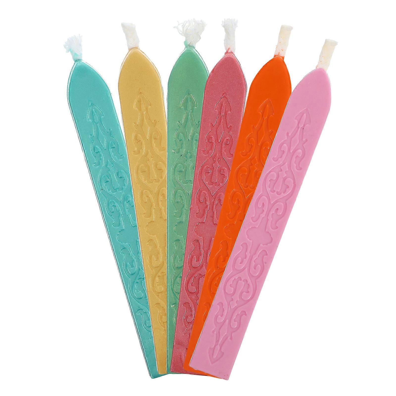 Wax Sticks Cylindrical for Stationery Assorted Color Natural Wax Quick Drying Sealing 6Pcs
