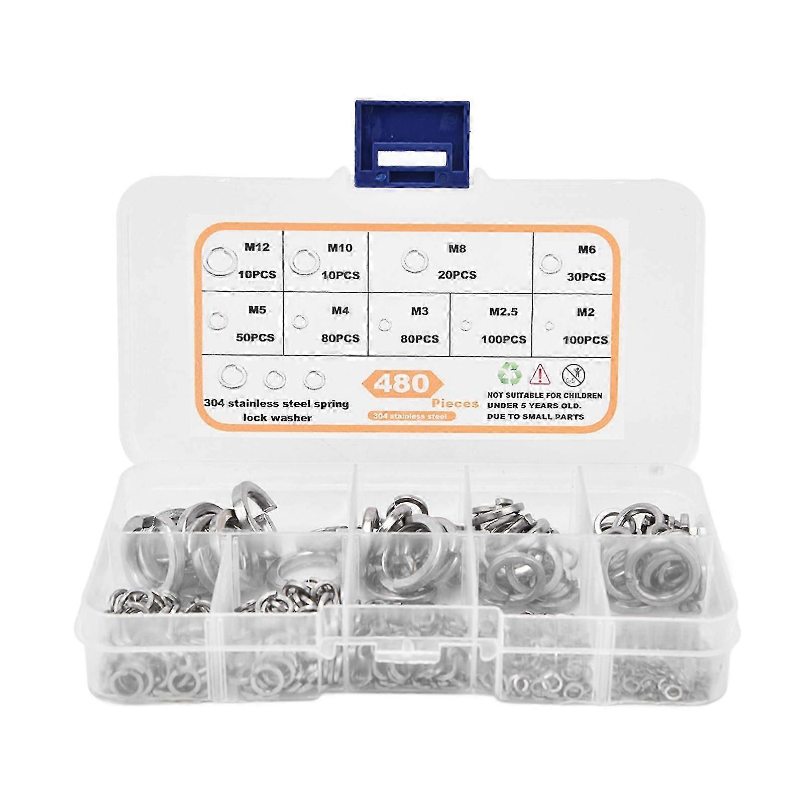 480pcs מכונת כביסה שטוחה נירוסטה ביצועים מעולים איטום הדוק יותר ערכת מבחר מכונות כביסה שטוחות