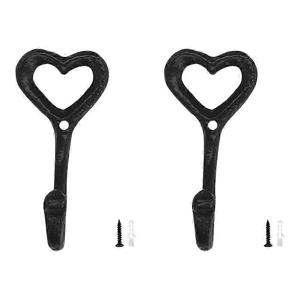 4x Cast Iron Heart Hooks Heart-shaped Hook Retro Iron Hooks