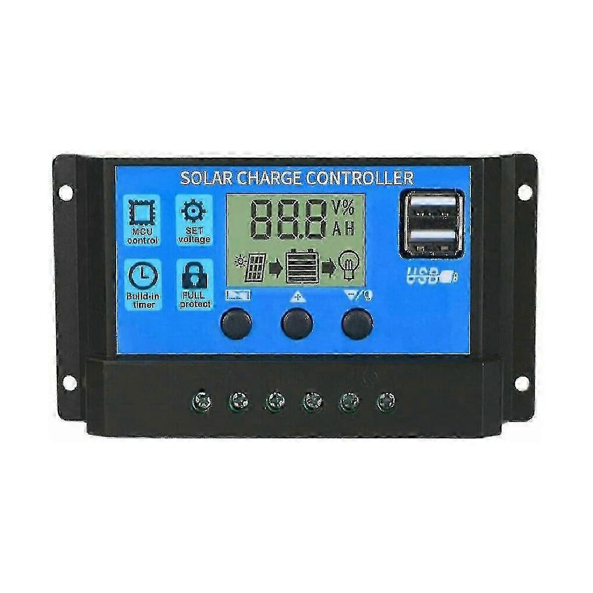 100a Solar Charge Controller, Solar Panel Battery Intelligent Regulator With Dual Usb Port, Multi-function Controller