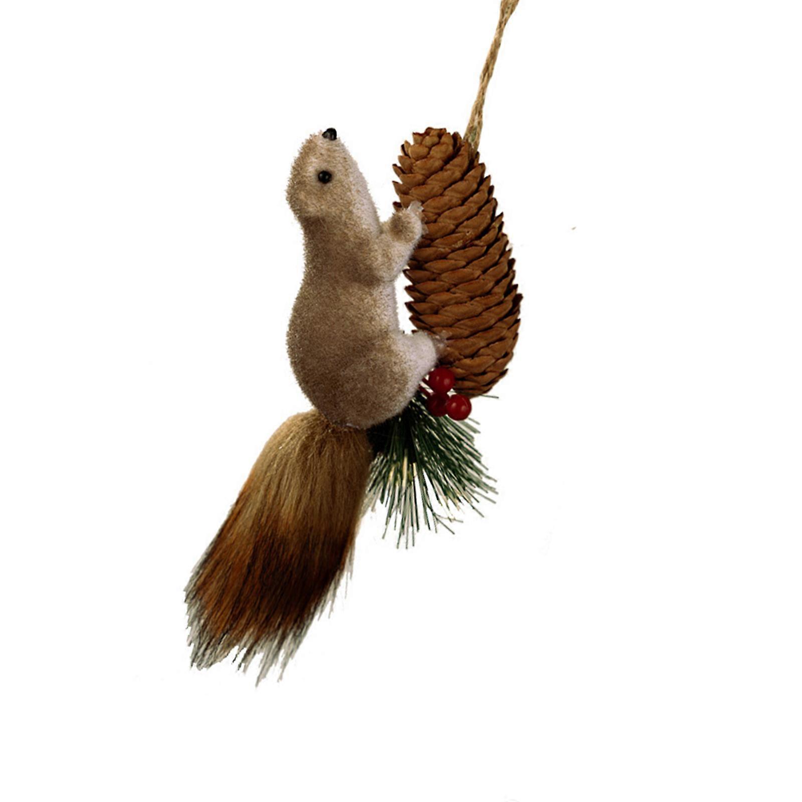 Christmas Tree Squirrel Hanging Ornament Artificial Squirrel Decoration For Christmas Tree Door Mantel Window Display  M
