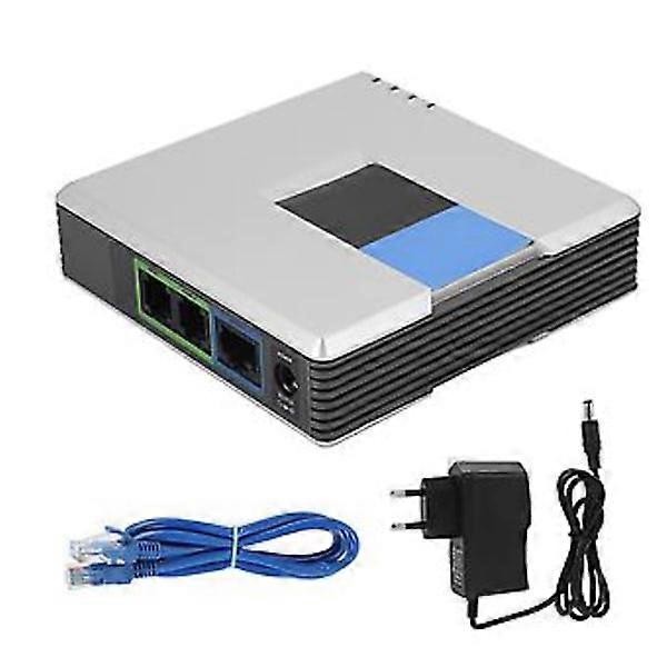 VoIP Gateway Internet Phone 2 Ports Adapter SIP RJ45 Cable For Linksys PAP2T EU