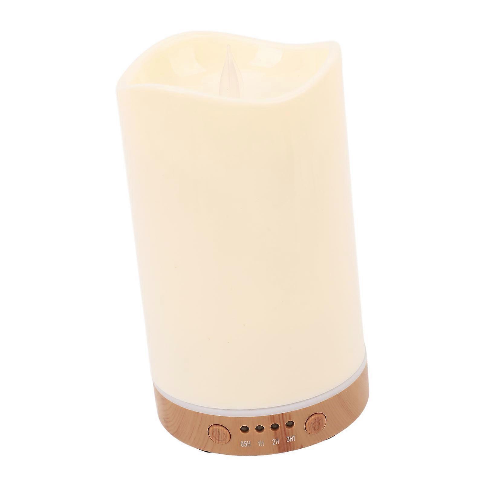 Flameless Candle Diffuser Humidifier 130mL RGB Light Wood Grain