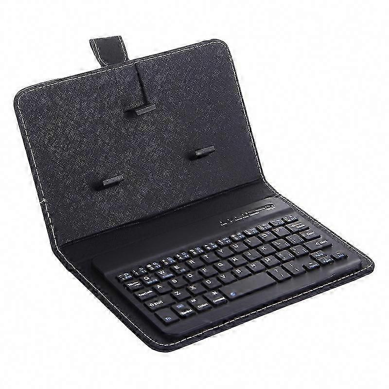 Portable Wireless Bluetooth Keyboard with Faux Leather Case for and Smartphones