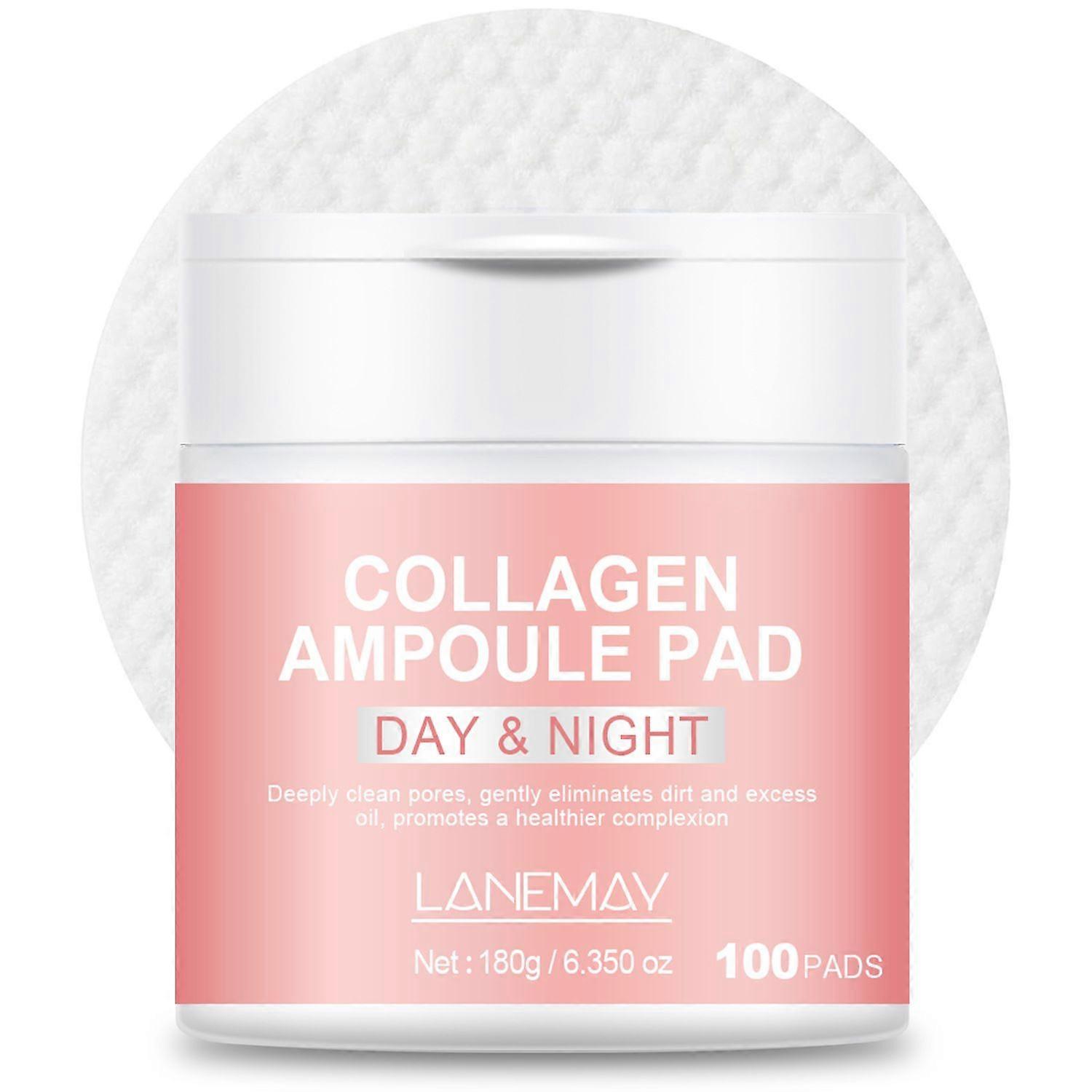 Collagen Ampoule Pads - Round Cotton Facial Toner Pads - Skin Firming & Restore Elasticity & Deep Hydration - Tighten Wrinkles & Lines