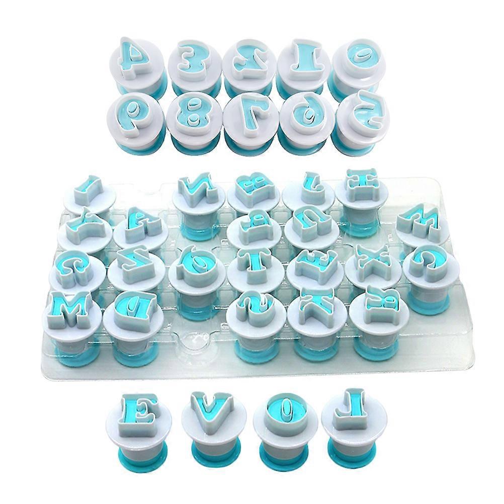 36 Pcs ABS Plunger Cake Baking Tools with Numbers and Letters for DIY Decoration - 0-9 Numbers + 26