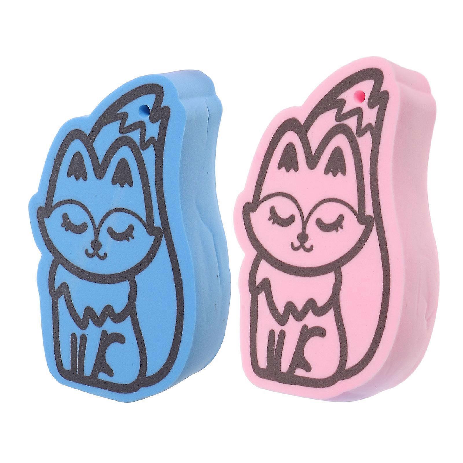 Soft and Gentle Bath Sponge Heat Discoloration for Bathing Time Infants and Toddlers Fox Shaped 2Pcs
