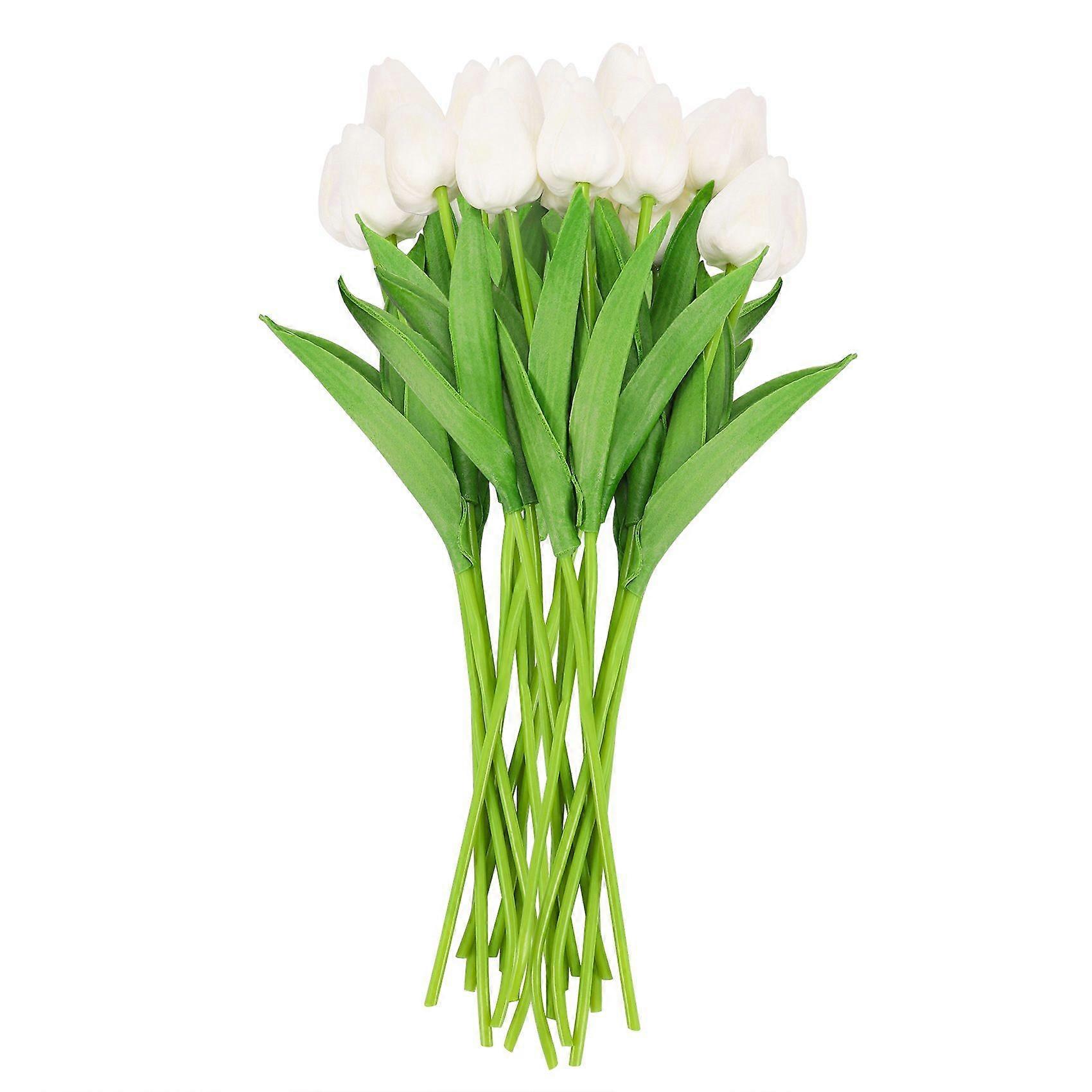 20Pcs White 13.8inch Artificial Tulips Flowers for Party Decoration,Wedding