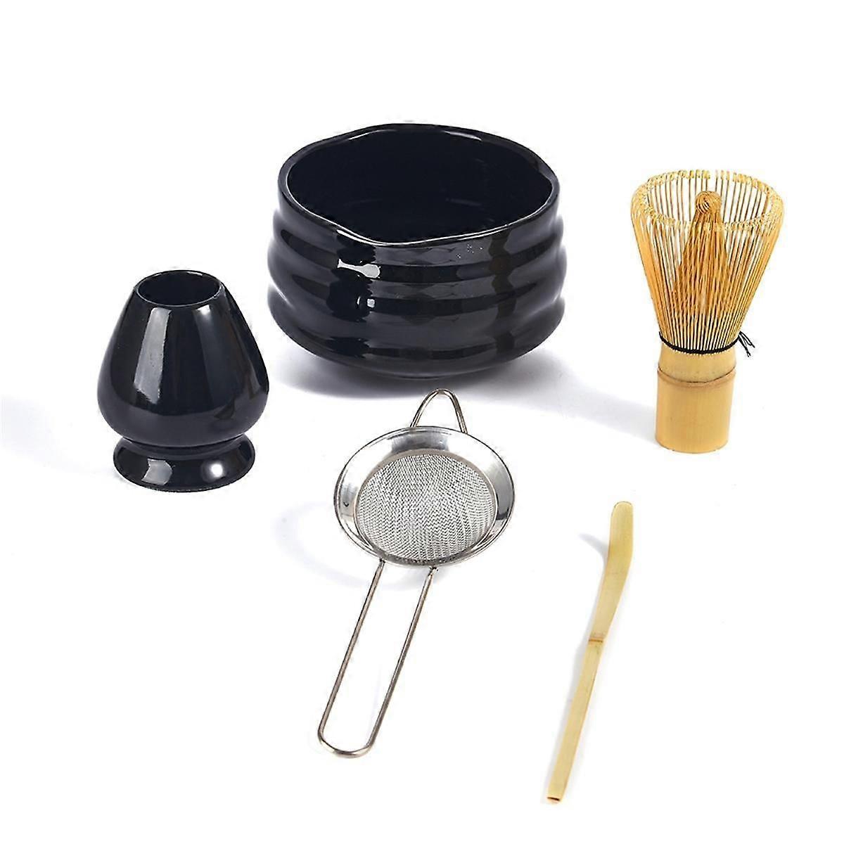 5PC Handmade Home Matcha Tea Set Tool Stand Kit Matcha Bowl Whisk Tea Scoop Tea Whisk Whisk Holder