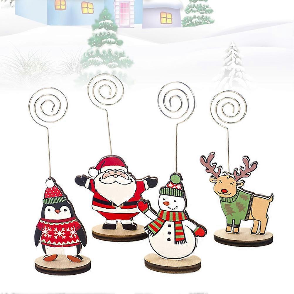 Christmas Elk Patterned Desktop Message Folder for 5Pcs Christmas Photo Clips