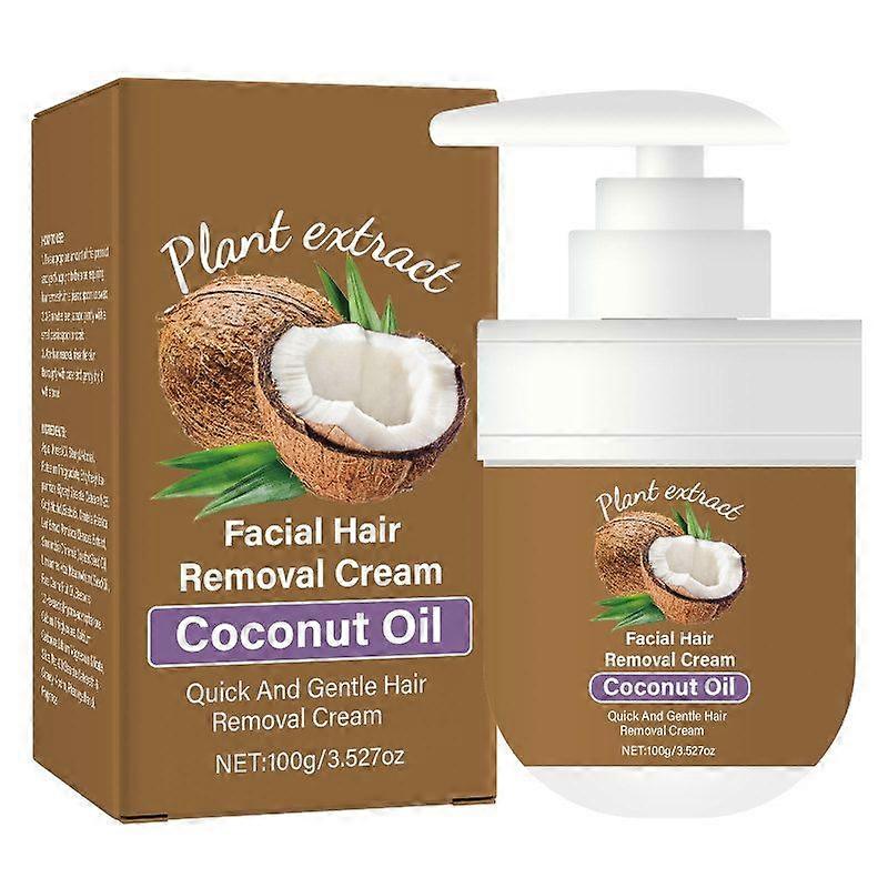 Facial Depilatory Cream, Coconut Facial Hair Removal Cream for Women for Upper Lip and Chin for Sensitive Skin, Gentle and Non-irritating, 100ML