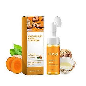 Detergente viso alla curcuma con testina a spazzola delicata per una pulizia profonda, flacone da 100 ml. Adatto a tutti i tipi di pelle.