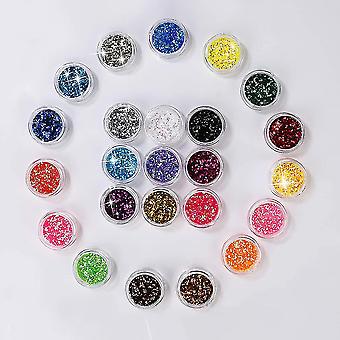24 farve pigment neglepulver, farverig iriserende glitter ultrafin...