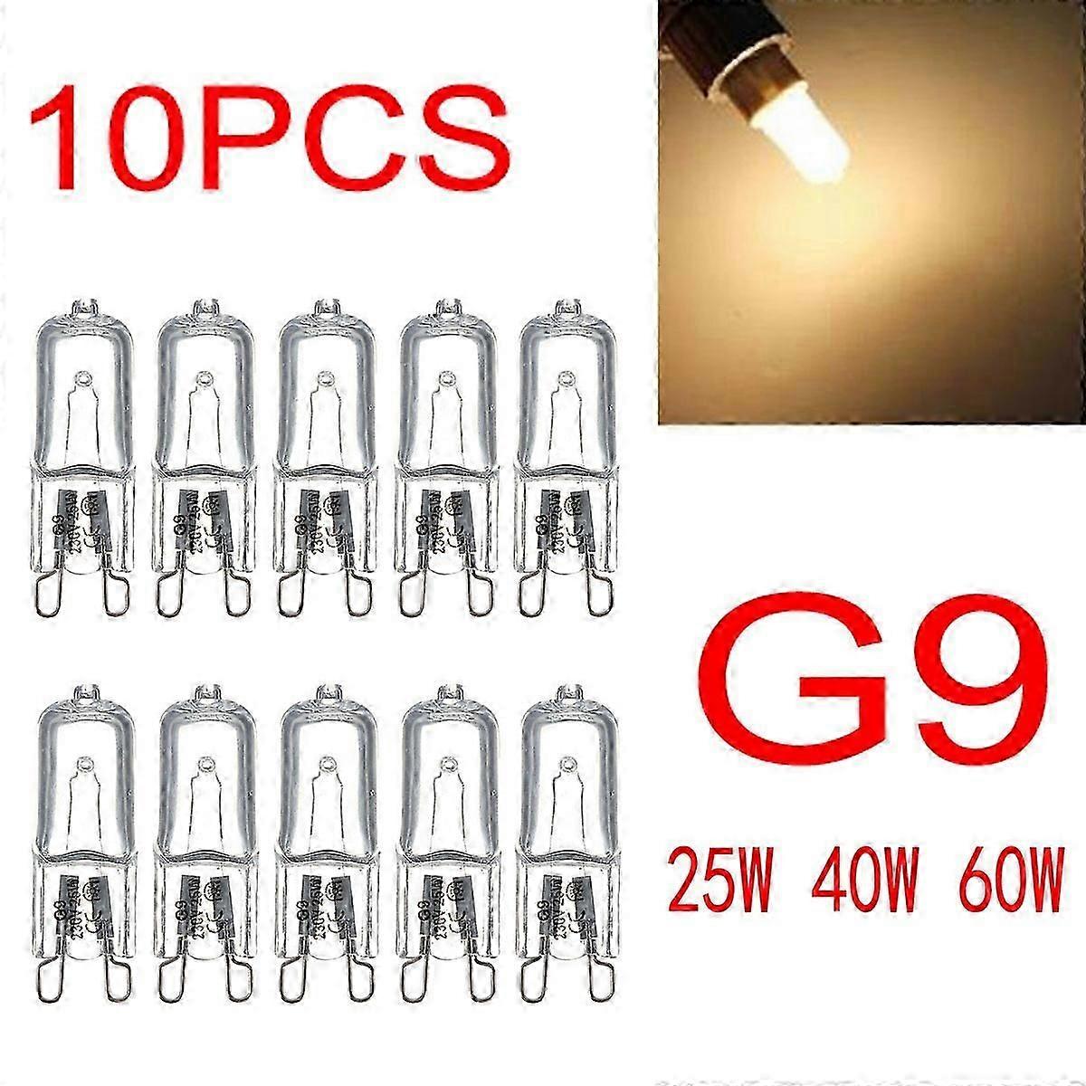 10-Pack G9 Halogenlampor 220-240V 25W 40W 60W Varmvit Ljus Optimal Belysning