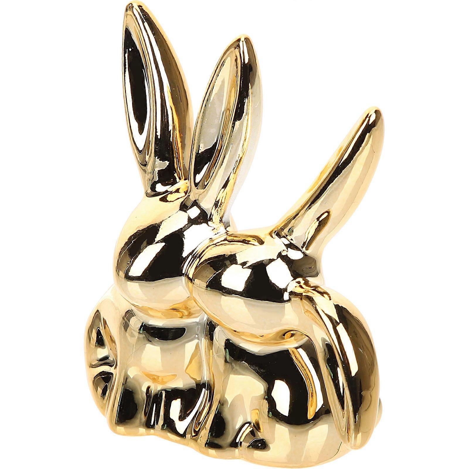 Golden Ceramic Ring Organizer for Ring Display 2Pcs Rabbit Shape Holder