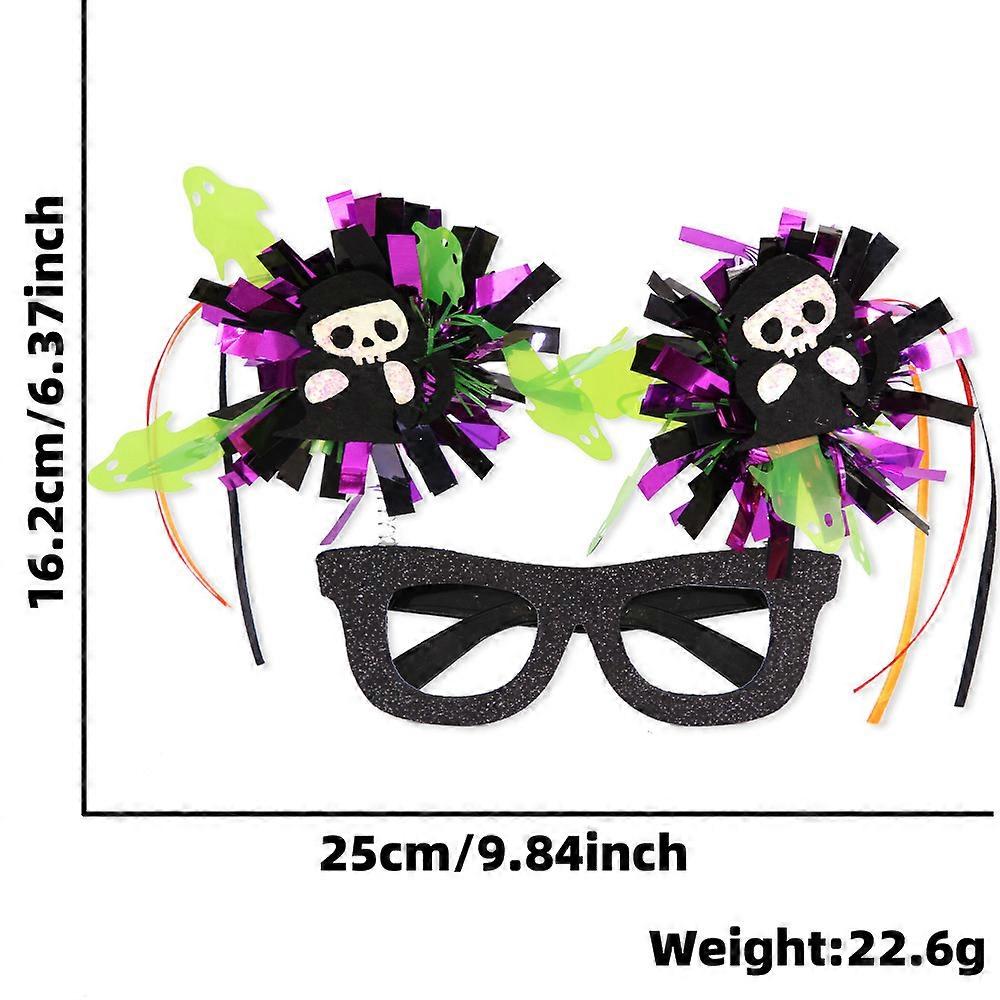 Halloween glasses color strip wave ball glasses Halloween theme party decoration fluffy ball glasses frame