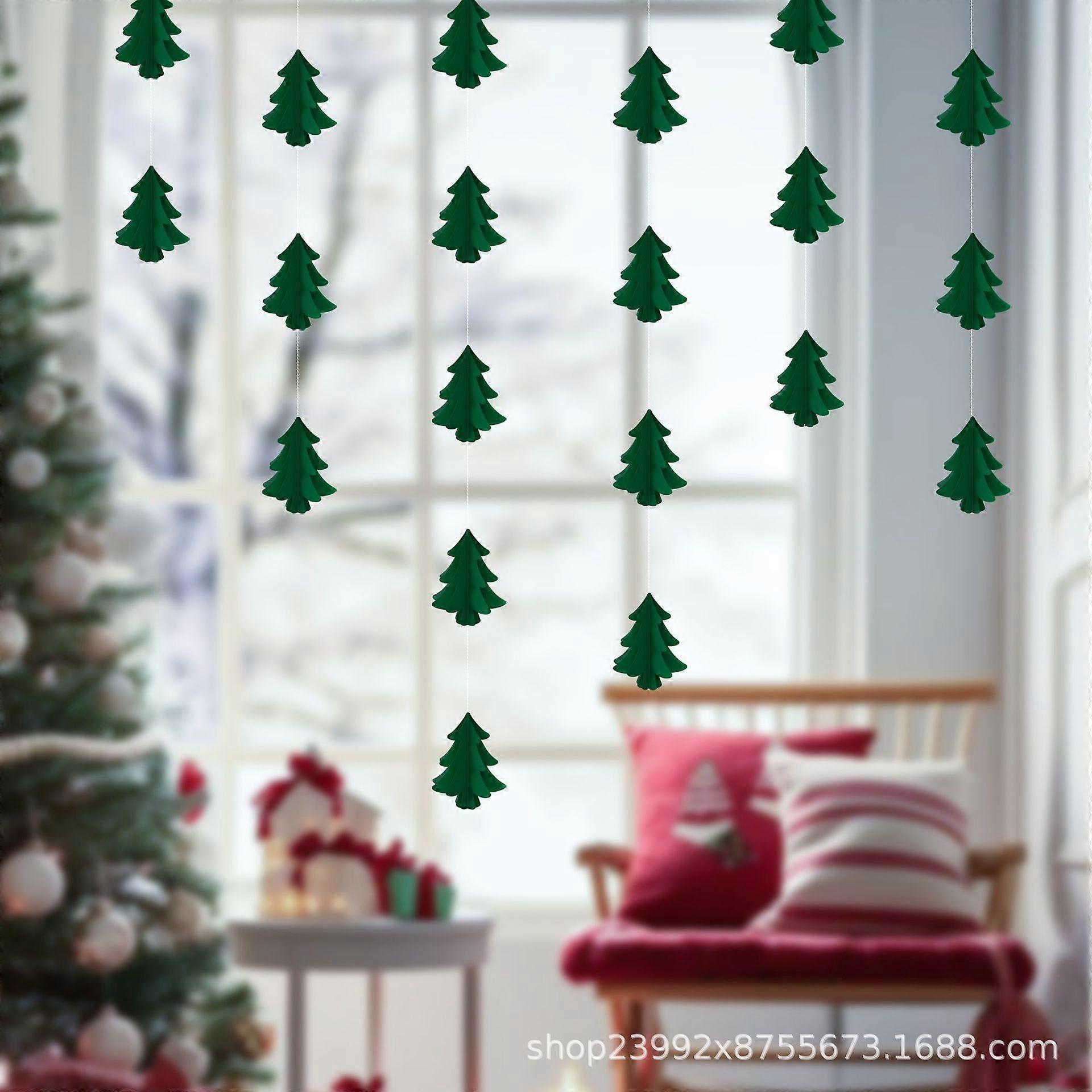Christmas Tree Garland 2.5m Paper Chain Decorations 3d Tree Hanging Ornaments Party Decor