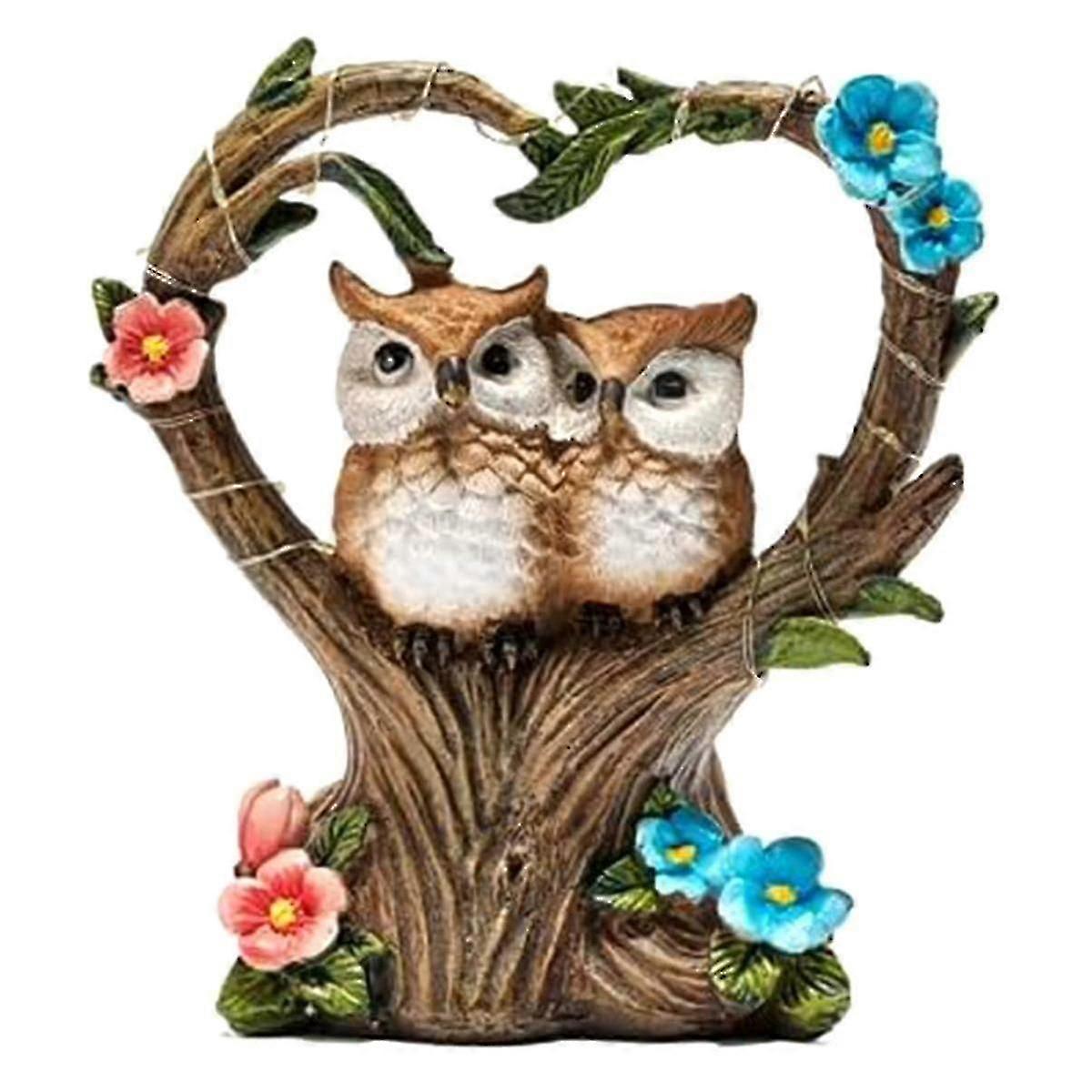 Resin Solar Light Up Owl Bird Decor - Creatives Garden Resin Lovers Bird Ornaments - Valentine's Day Gift Crafts