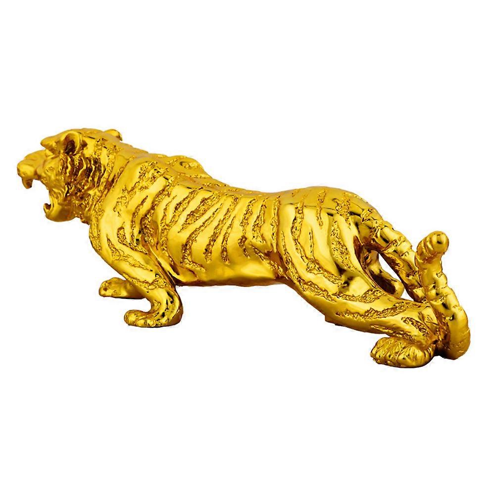 Tiger Statue Resin Craft for Indoor Desktop Decor 2Pcs Small Ornament